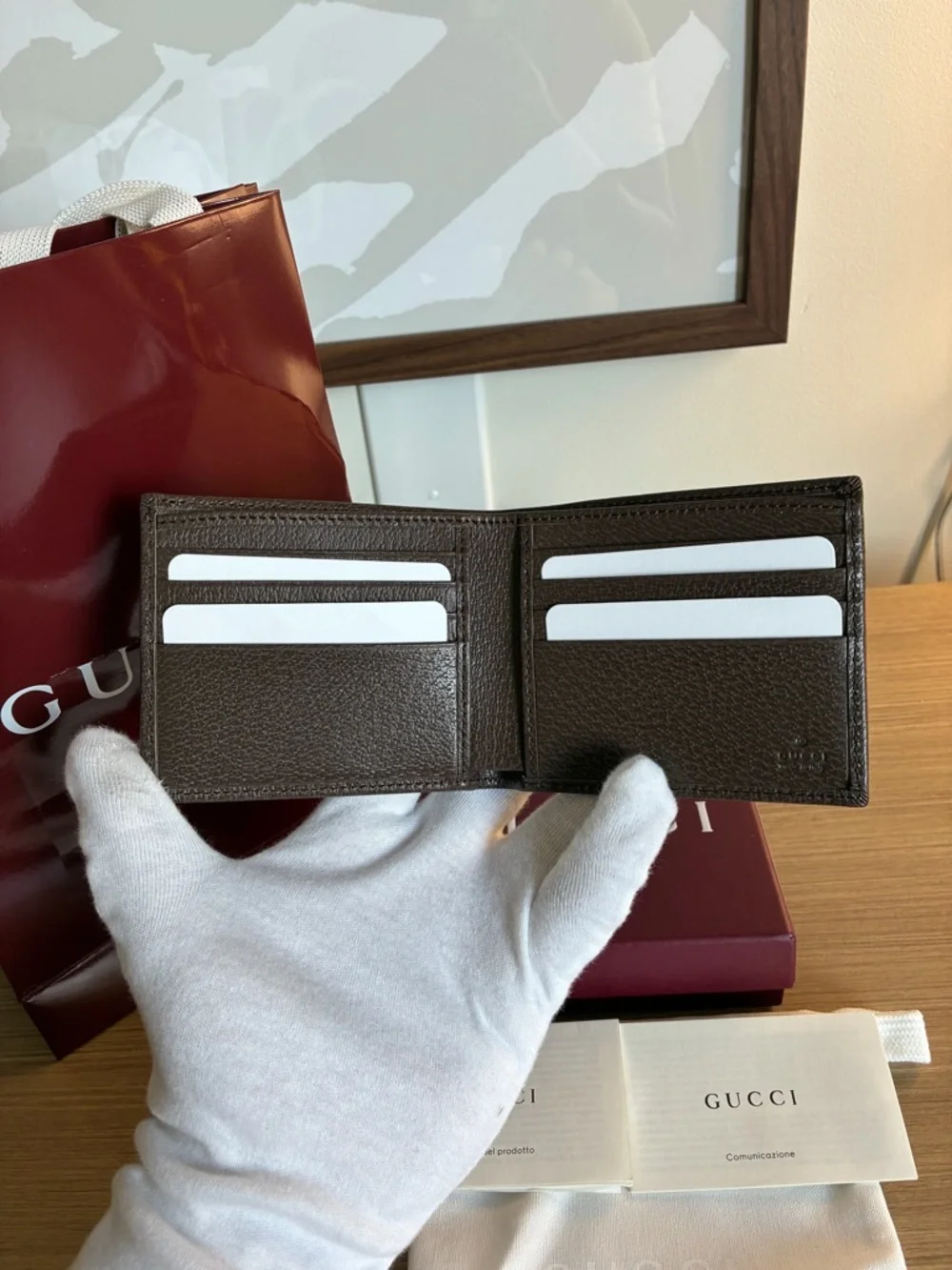 Gucci Ophidia bi-fold GG wallet with red and green stripe